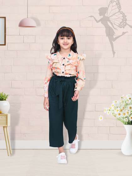 Cutiekins Girls Printed
                    Long Sleeves Top With Palazzos