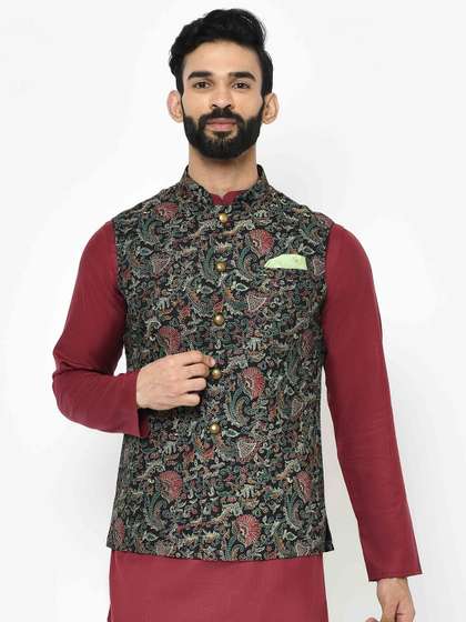 KISAH Men Printed Nehru Jacket