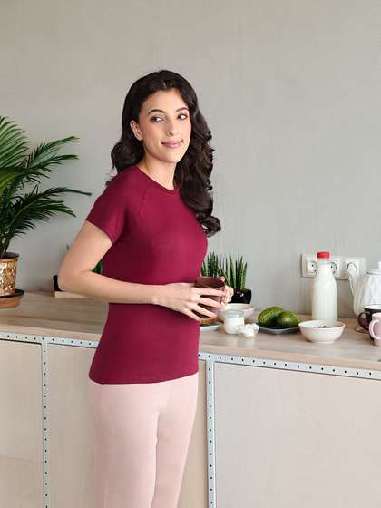 Van Heusen Women
                        Round Neck Short Sleeve Lounge T-Shirt