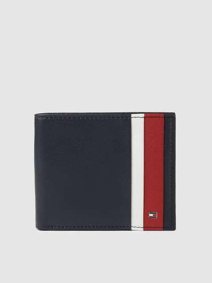 Tommy Hilfiger Men Navy
                    Blue Striped Two Fold Wallet