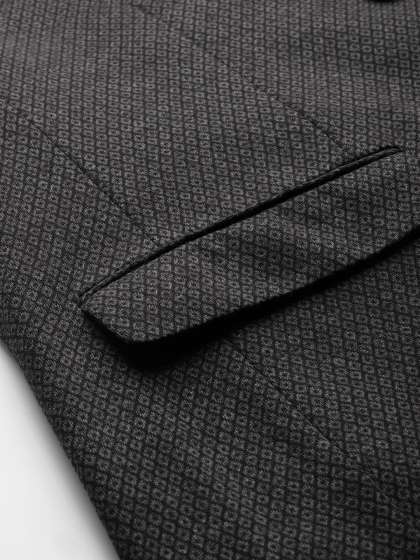 INVICTUS Men Charcoal Grey Self Design Single-Breasted Slim Fit Smart Casual Blazer