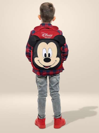Kuber Industries Disney
                    Mickey Mouse 15 inch 3 Compartment Kids School Bag