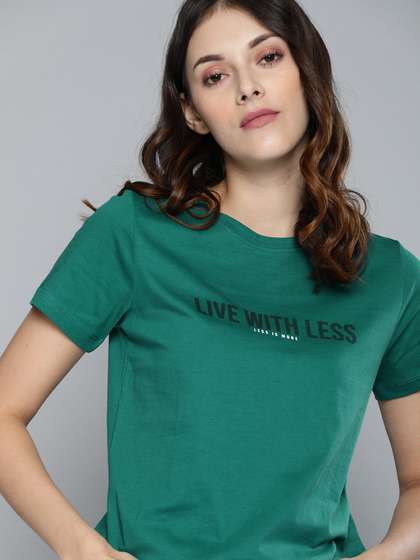 Mast & Harbour
                        Women Green Printed Cotton Pure Cotton T-shirt
