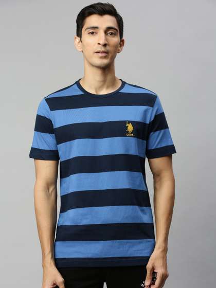 U.S. Polo Assn. Men Blue Striped Lounge T-shirt