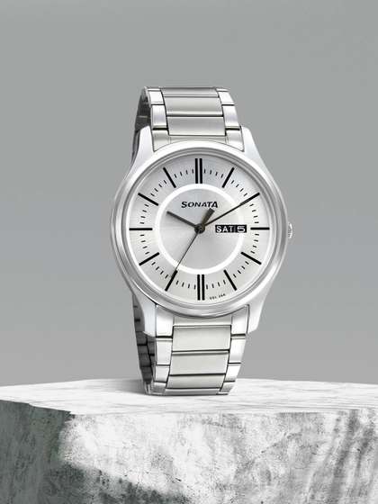 Sonata Essentials Quartz
                    Analog With Silver Dial Watch For Men -
                    Nt77082sm02w