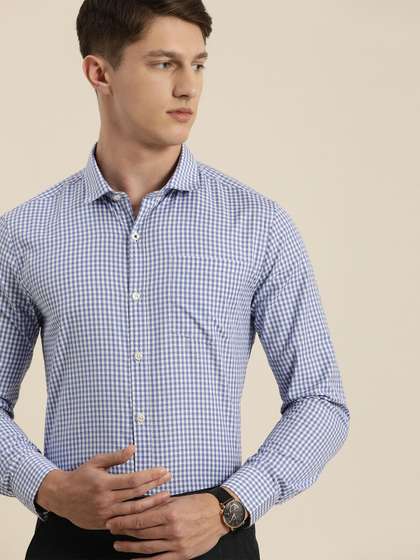 INVICTUS Men Easy
                        Care Blue & White Checked Formal Slim Fit
                        Shirt