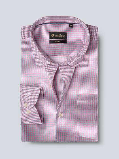 INVICTUS Men Easy Care Red & Blue Checked Formal Shirt
