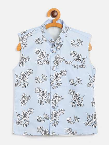 YK Boys Printed Woven Nehru Jacket