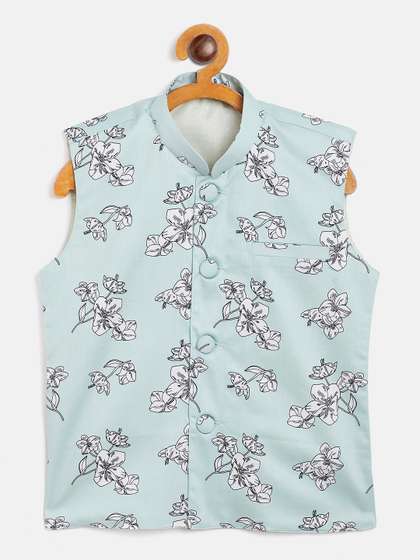 YK Boys Printed Woven Nehru Jacket