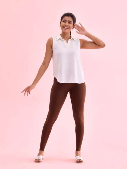 Go Colors Women
                        Brown Solid Ankle Length Slim Fit Leggings