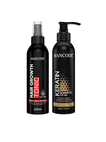 MANCODE Men Hair Tonic & Keratin Shampoo, 200ml (Combo of 2)