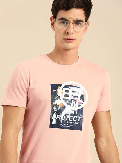 Price History of Being Human Men Peach-Coloured White Brand Logo