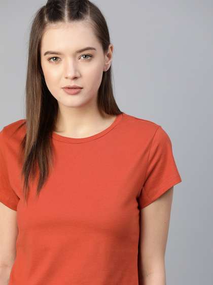 The Roadster
                        Lifestyle Co Women Rust Orange Pure Cotton
                        T-shirt