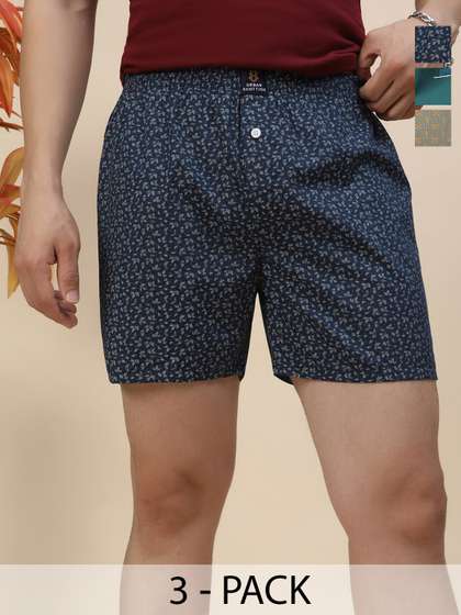 URBAN SCOTTISH Men
                        Pack of 3 Printed Boxers USBX2107