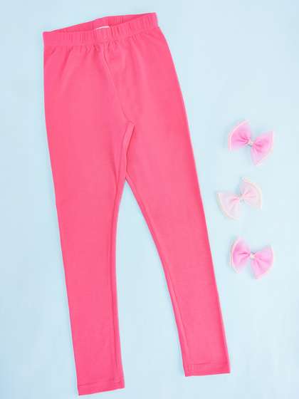 Pantaloons Junior Girls
                    Pink Solid Ankle-Length Leggings
