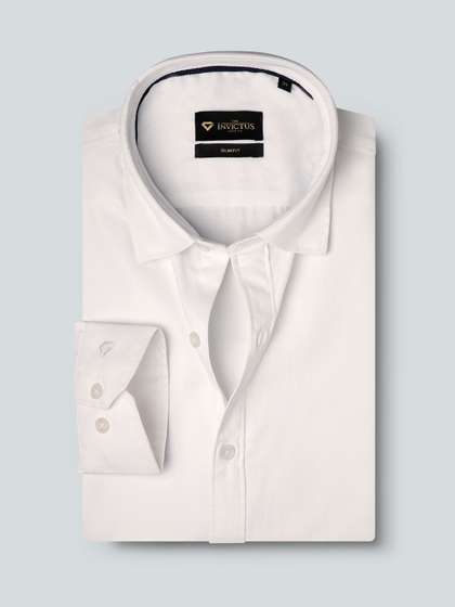 INVICTUS Men Easy Care White Self-Design Pure Cotton Sustainable Formal Shirt
