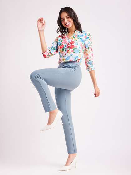 FABLE STREET Women Grey LivIn Straight Fit Cropped Pants