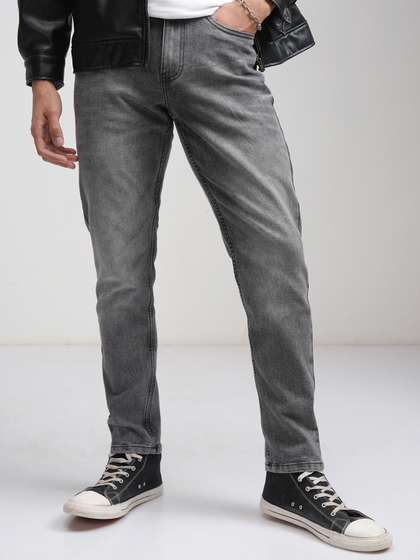 HIGHLANDER Men
                          Grey Slim Tapered Fit Mid-Rise Clean Look
                          Jeans