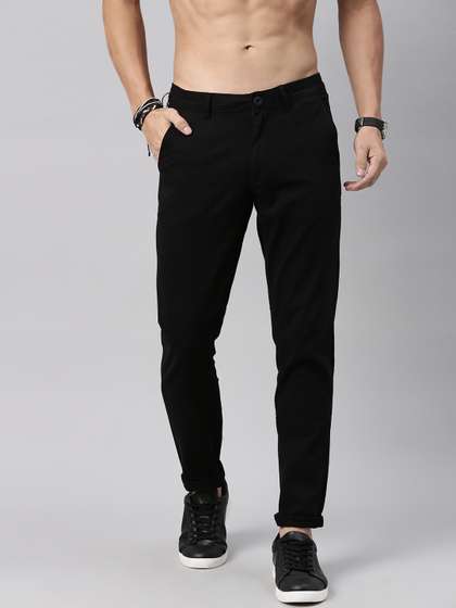 Roadster Men Black
                          Cotton Trousers