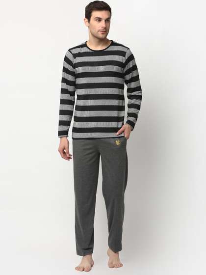 MACK JONNEY Men
                          Black & White Striped Night suit