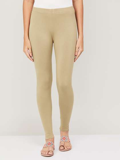 Melange by Lifestyle
                        Women Beige Solid Ankle-Length Leggings