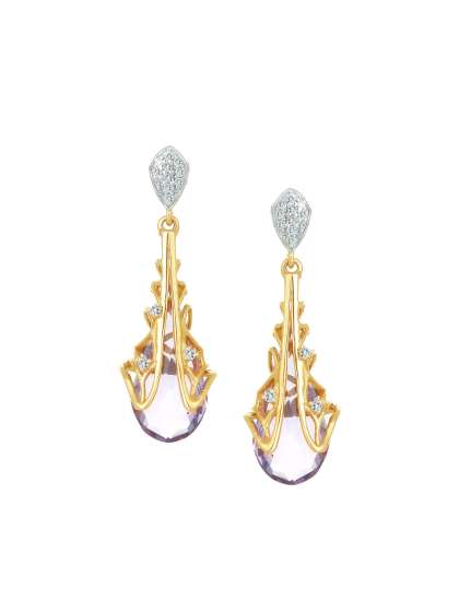 Tanishq Diamond Jewellery Earrings Mia By Tanishq 3 74 G 14kt Gold Precious Earrings With Diamonds Amethyst
