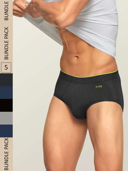 XYXX Men Pack Of 5
                        Blue Solid IntelliSoft Antimicrobial Micro Modal
                        Briefs XYBRF5PCKN130_