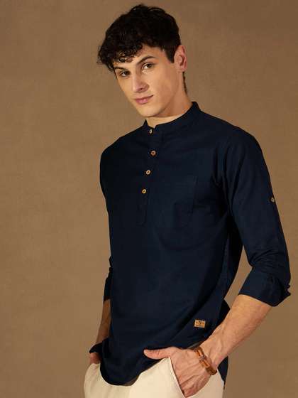 DENNISON Solid Straight Short Kurta