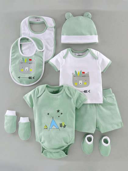 My Milestones Infant
                    Boys Pack Of 8 Sea Green & White Solid
                    Essentials Gift Set