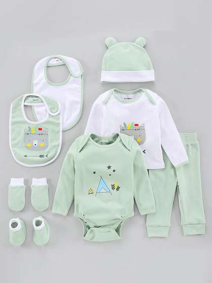 My Milestones Infant
                      Boys Sage Green & White Pack of 8 Pure Cotton
                      Apparel Gift Set