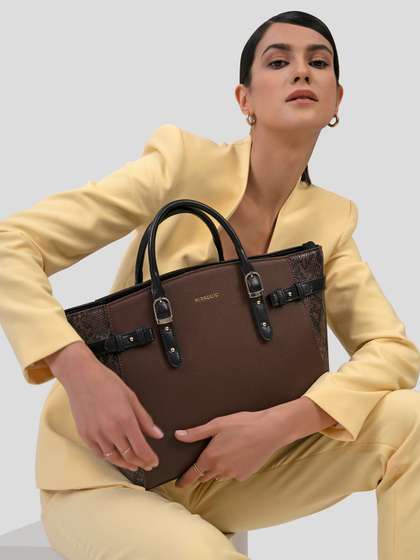 MIRAGGIO Rosalind Brown Tote Bag with Detachable Shoulder Strap