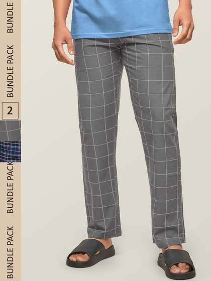 XYXX Men Pack Of 2
                          Checked Super Combed Cotton Antimicrobial
                          Lounge Pants