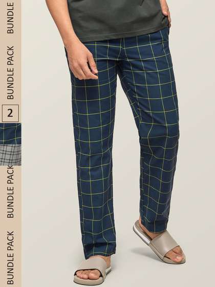 XYXX Men Pack Of 2
                        Checked Super Combed Cotton Lounge Pants
