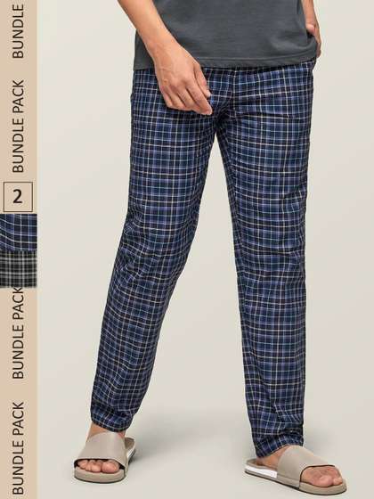 XYXX Men Pack Of 2
                          Checked Super Combed Cotton Lounge Pants