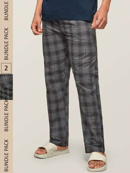 XYXX Men Pack Of 2
                        Black & White Checked Antimicrobial Lounge
                        Pants