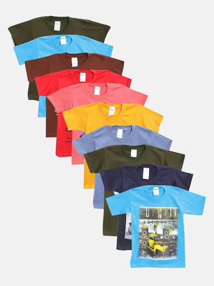 MANZON Kids Pack of 10 Pure Cotton Printed T-shirts