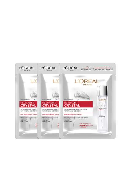 LOreal Paris Set of 3 Revitalift Crystal Micro-essence Treatment Masks 75g