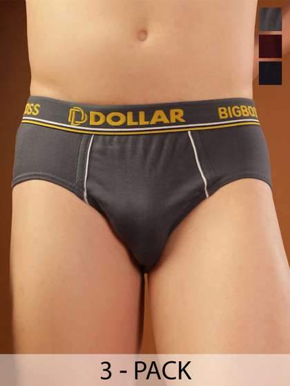 Dollar Bigboss Men
                        Solid Pack of 3 Anti-Microbial Combed Cotton
                        Brief
