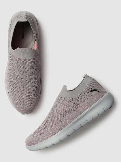 Marc Loire Women
                          Grey Woven Design Slip-On Sneakers