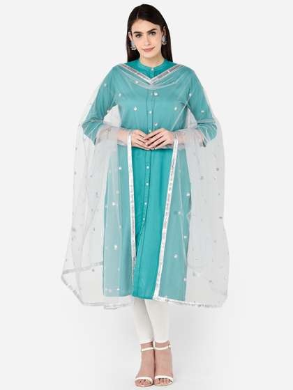 Dupatta Bazaar
                      Silver-Toned Sequinned Dupatta