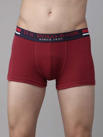 U.S. Polo Assn. Men
                        Maroon Solid Pure Cotton Trunk I641-006-P1