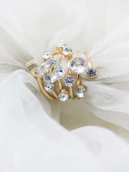 JOKER & WITCH
                          Gold-Plated Stone-Studded Sprinkle Design
                          Adjustable Finger Ring