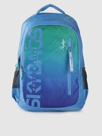 Skybags Unisex Kids Blue & Green Brand Logo Print Backpack
