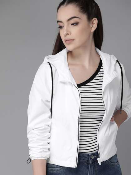 Roadster Women White
                      Solid Windcheater Tailored Jacket
