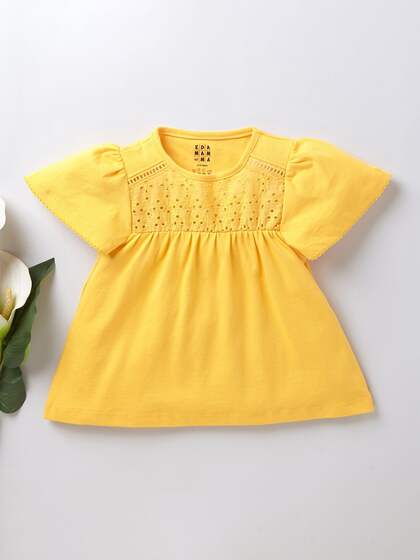 Ed-a-Mamma Girls Yellow Schiffli Sustainable T-shirt