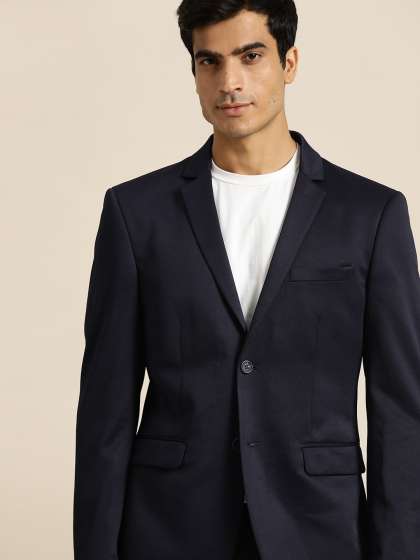 INVICTUS Men Navy Solid Slim Fit Single-Breasted Smart Casual Blazer