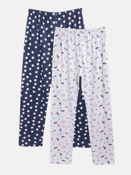 YK Basics Girls Pack of 2 Cotton Printed Lounge Pants