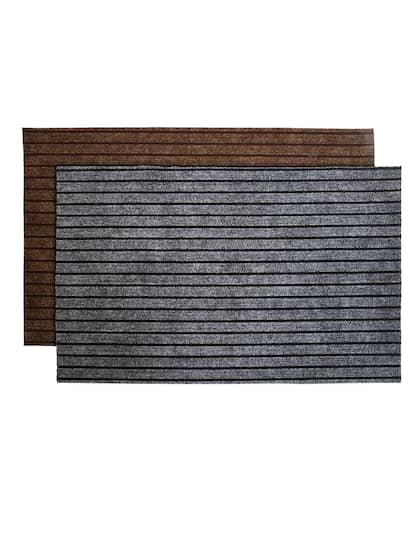 Kuber Industries Set Of 2 Striped Microfibre All Weather Anti-Skid Doormats