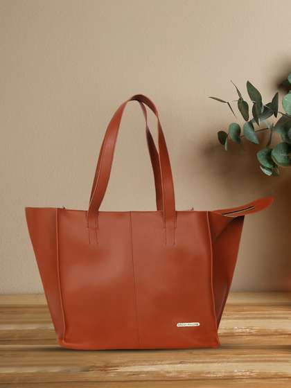 Bagsy Malone Brown PU Oversized Shopper Tote Bag with Tasselled