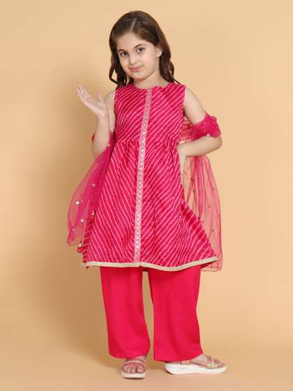 PICCOLO Girls Pink Kurti
                    with Palazzos & With Dupatta